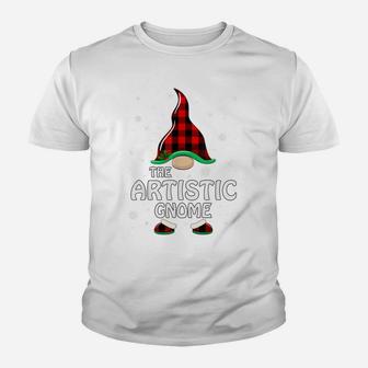 Artistic Gnome Buffalo Plaid Matching Family Christmas Youth T-shirt | Crazezy AU