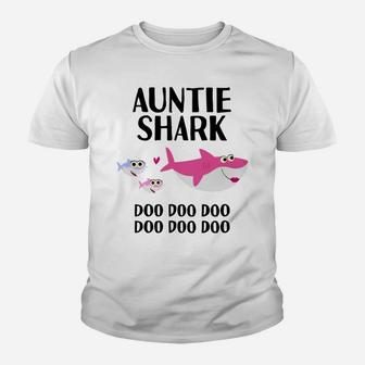 Auntie Shark Doo Doo Christmas Birthday Aunt Gift Youth T-shirt | Crazezy AU