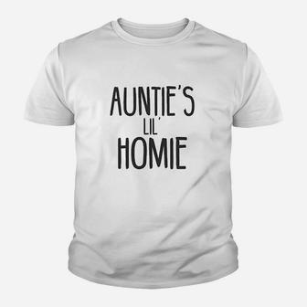 Aunties Lil Homie Funny Family Youth T-shirt | Crazezy