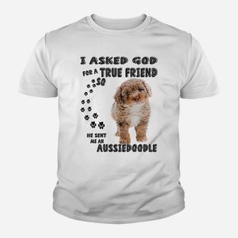 Aussiedoodle Quote Mom, Aussiepoo Dad, Cute Aussiepoodle Dog Youth T-shirt | Crazezy