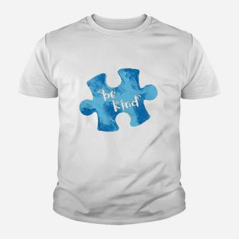 Awareness Be Kind Blue Puzzle Piece Youth T-shirt | Crazezy