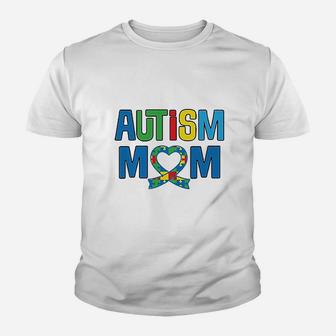 Awareness Mom Puzzle Ribbon Youth T-shirt | Crazezy