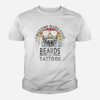 Awesome Dads Have Beards And Tattoos Funny Bearded Dad Youth T-shirt | Crazezy