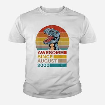Awesome Since August 2000 Dinosaur 21 Year Old Birthday Youth T-shirt | Crazezy