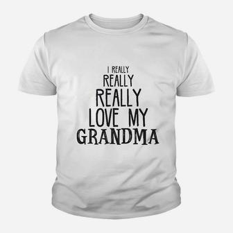 Baby Really Really Love My Grandma Cute Youth T-shirt | Crazezy CA