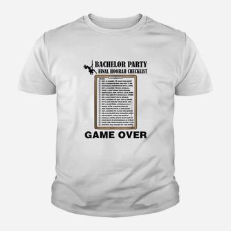 Bachelor Party Checklist Funny Challenge Youth T-shirt | Crazezy AU