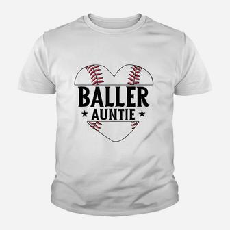Baseball Baller Auntie Youth T-shirt | Crazezy AU