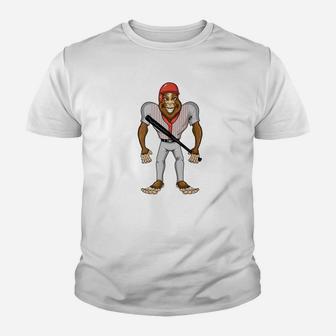 Baseball Batter Bigfoot Gift For Baseball Fans Youth T-shirt - Thegiftio UK