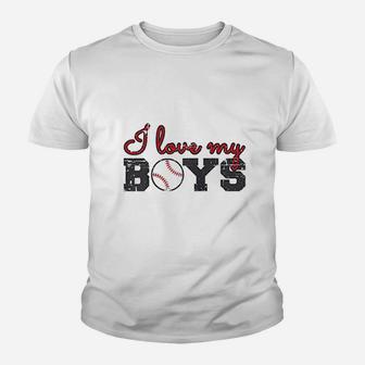 Baseball Mom I Love My Boys Youth T-shirt | Crazezy