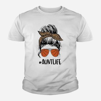 Basketball Aunt Messy Bun, Auntie Life Messy Bun Mothers Day Youth T-shirt | Crazezy DE