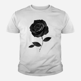 Beautiful Black Rose Flower Silhouette Youth T-shirt | Crazezy UK