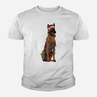 Belgian Malinois Christmas Lights Xmas Dog Lover Sweatshirt Youth T-shirt | Crazezy