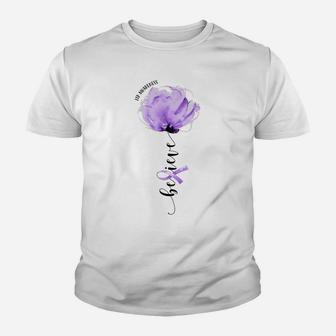 Believe Itp Awareness Purple Ribbon Flower Lovers Youth T-shirt | Crazezy