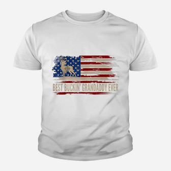 Best Buckin' Grandaddy Ever American Usa Flag Deer Hunting Youth T-shirt | Crazezy DE
