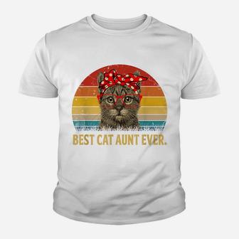 Best Cat Aunt Ever Family Tshirt Retro Vintage Cat Aunt Gift Youth T-shirt | Crazezy