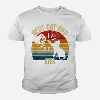 Best Cat Dad Ever Funny Cat Daddy Father Vintage Gift Youth T-shirt | Crazezy