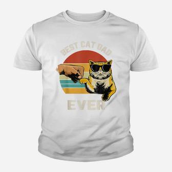 Best Cat Dad Ever Paw Fist Bump Fit Tee Funny Cat Dad Youth T-shirt | Crazezy DE