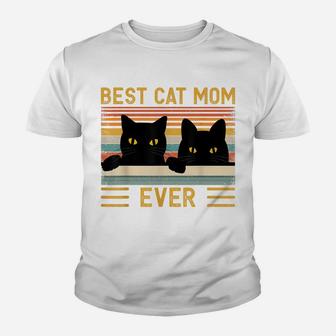 Best Cat Mom Ever Vintage Retro Style Black Cats Lover Youth T-shirt | Crazezy