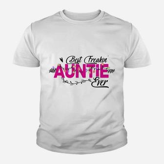 Best Freakin' Auntie Ever Light Christmas Youth T-shirt | Crazezy UK