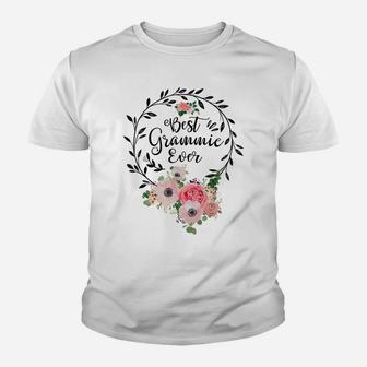 Best Grammie Ever Shirt Women Flower Decor Grandma Youth T-shirt | Crazezy DE
