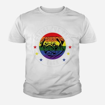 Best Pug Dad Ever Lgbt-Q Gay Pride Flag Dog Lover Ally Youth T-shirt | Crazezy