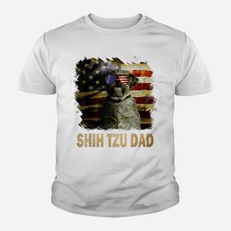 Best Shih Tzu Dad Ever American Flag 4Th Of July Dog Lover Youth T-shirt | Crazezy