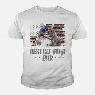 Best Siberian Cat Mom Ever Retro Usa American Flag Sweatshirt Youth T-shirt | Crazezy DE