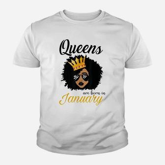 Birthday Queens January Shirts For Women African American Youth T-shirt | Crazezy