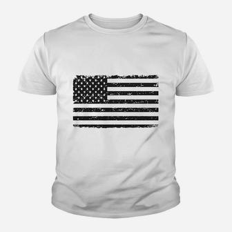Black American Flag Youth T-shirt | Crazezy