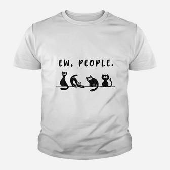 Black Cat Funny Ew People Meowy Cat Lovers Youth T-shirt | Crazezy