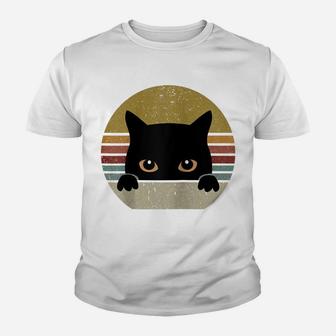 Black Cat Vintage Retro Style Cats Lover Raglan Baseball Tee Youth T-shirt | Crazezy