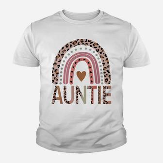 Blessed Auntie Funny Leopard Boho Cute Rainbow Youth T-shirt | Crazezy