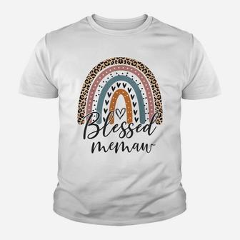 Blessed Memaw Funny Leopard Boho Cute Rainbow Youth T-shirt | Crazezy
