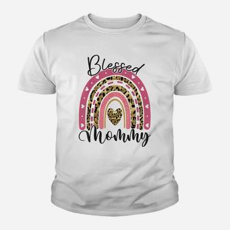 Blessed Mommy Funny Leopard Boho Rainbow Mommy Life Youth T-shirt | Crazezy