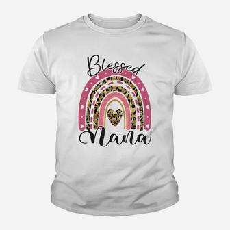 Blessed Nana Funny Leopard Boho Rainbow Nana Life Youth T-shirt | Crazezy DE