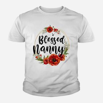 Blessed Nanny Floral Flower Mom Grandma Mothers Day Youth T-shirt | Crazezy DE