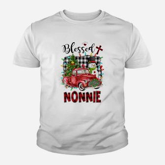 Blessed Nonnie Christmas Snowman - Grandma Gift Youth T-shirt | Crazezy UK