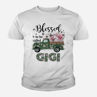 Blessed To Be Called Gigi Flower Truck Butterfly Youth T-shirt | Crazezy