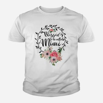 Blessed To Be Called Mimi Women Flower Decor Grandma Youth T-shirt | Crazezy