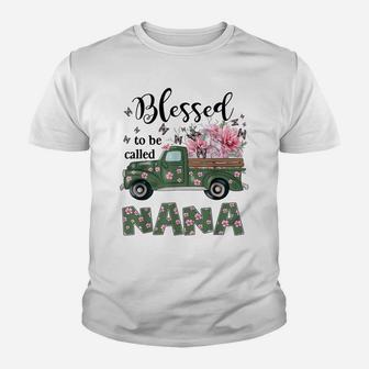 Blessed To Be Called Nana Butterfly And Flower Youth T-shirt | Crazezy DE