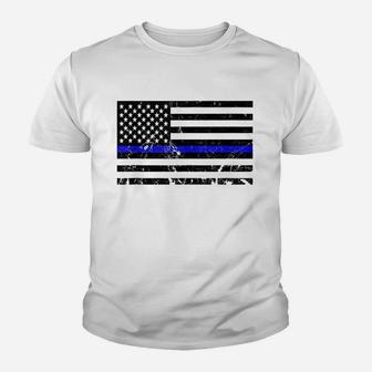 Blue Lives Matter Usa Flag Youth T-shirt | Crazezy