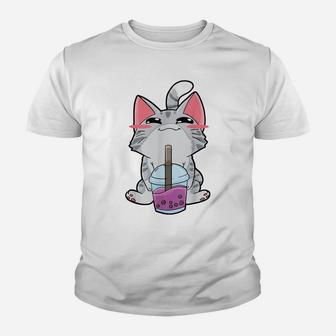 Boba Tea Bubble Tea Cat Kawaii Neko Lover Japanese Youth T-shirt | Crazezy CA