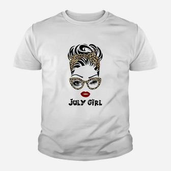 Born In July Birthday Gift Leopard Youth T-shirt | Crazezy
