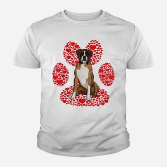 Boxer Valentines Day Dog Love Paw Youth T-shirt | Crazezy
