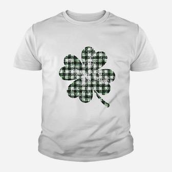 Buffalo Plaid Shamrock Funny Saint Patricks Day Lucky Irish Youth T-shirt - Thegiftio UK