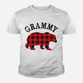 Buffalo Red Plaid Grammy Bear Matching Couple Xmas Pajama Youth T-shirt | Crazezy DE