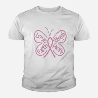 Butterfly Love Faith Strength Hope Youth T-shirt | Crazezy
