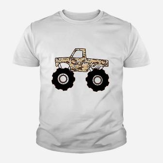 Camoflauge Monster Truck Youth T-shirt | Crazezy
