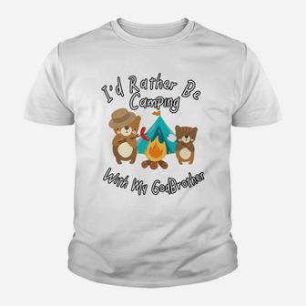 Camping With My Godbrother Cute Camper Bear Family Campfire Youth T-shirt | Crazezy