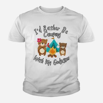Camping With My Godsister Cute Camper Bear Campfire Youth T-shirt | Crazezy